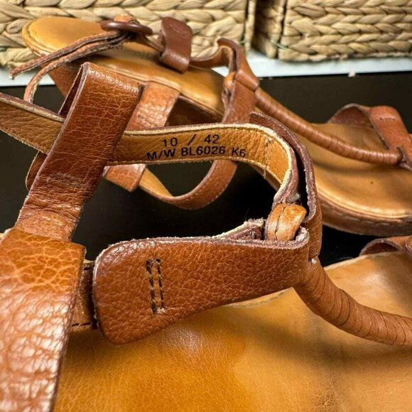 Bolo Brown wooden leather heel Sandals Size 10‎ BL6026 - Picture 3 of 9